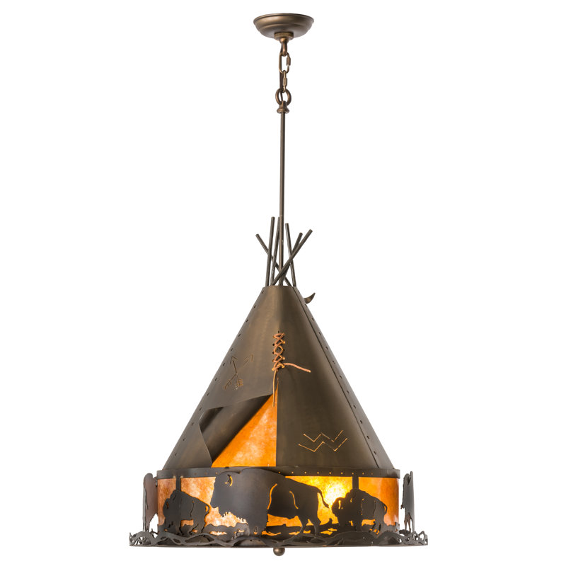 Rustic Lodge 4 - Light Pendant, 71" H x 24" W x 24" D, Antique Copper