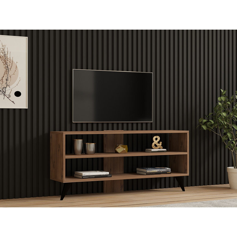 Modern TV Stand with Numerous Shelves, Atlantic Pine Finish, 47.2 x 19.7 x 11.6 Inches | 100% Melamine Coated Particle Board, Thickness: 0.7 Inches | Additional Storage for Living Room, Stylish and Functional Design