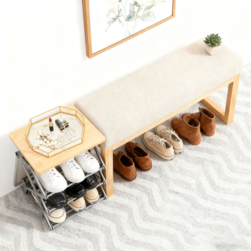 Upholstered Shoe-changing Bench, Brown