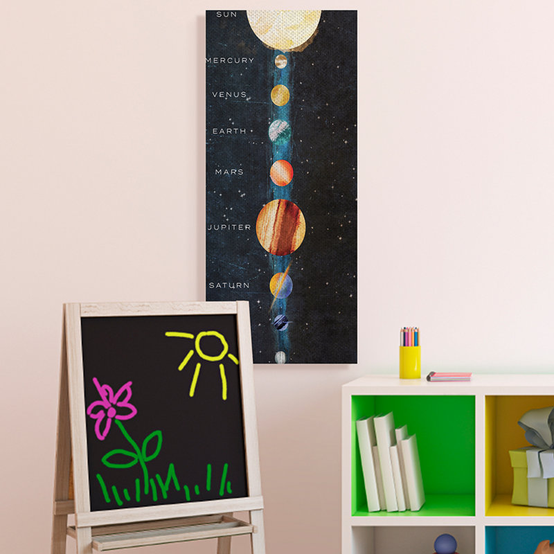 Outer Space Planet Alignment Milky Way Solar System, Wrapped Canvas, 40" H x 17" W x 1.5" D