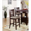 Counter Height 5-Piece Dining Set – Round Table with Leaf, 4 Upholstered Side Chairs, Solid Wood & Veneer