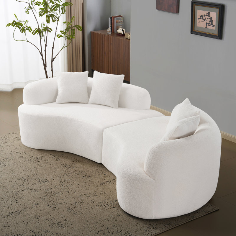 Canapé 4 places Boneless Teddy Velvet, Blanc