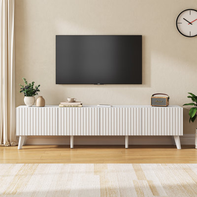71’’ Fluted Tv Stand,Mid Century Modern Tv Console For 70 Inch Tv,Entertainment Center With Storage For Living Room And Bedroom