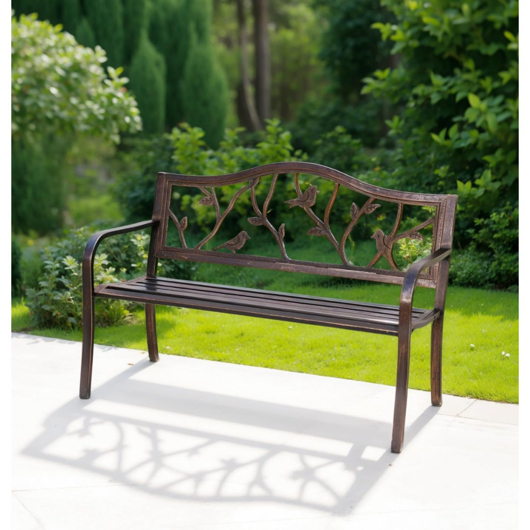 Darby Home Co 50" Outdoor Garden Bench, Patio Metal Frame Park Bench ...