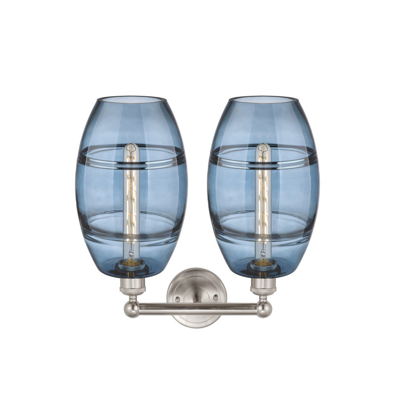 Kusham 2 - Light Dimmable Vanity Light, Satin Nickel, Princess Blue