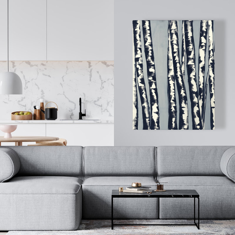 Abstract Birch Forest - Blue Rustic Canvas for Home Decor
