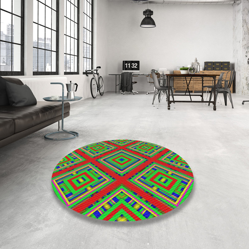 Geometric Indoor Rug, Round 7'