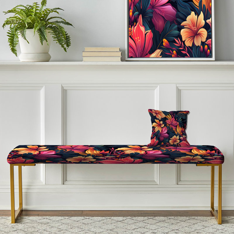Tropic Sunset - motif tropical - banc rembourré doré