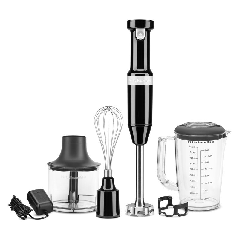 KitchenAid® Cordless Variable Speed Hand Blender with Chopper and Whisk Attachment, Onyx Black