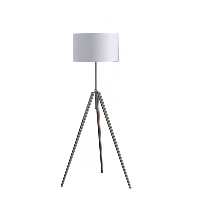 Lampe trépied réglable de 64 à 47 po Mid-Century en chrome / métal argenté