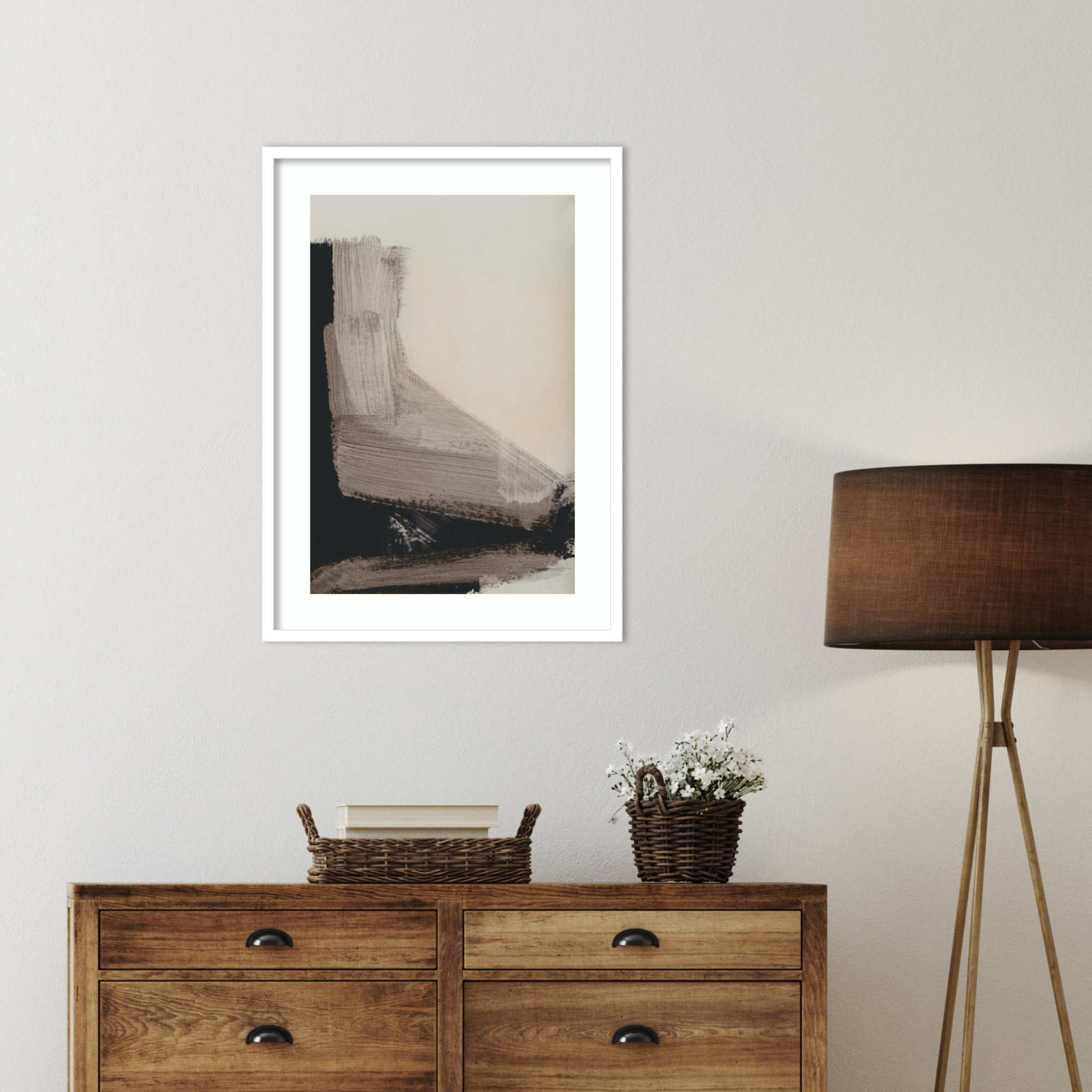 Mellow No 2 by Dan Hobday Wood Framed Wall Art Print, 33" H x 24" W, White