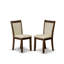 Ensemble de table de cuisine 5 pièces comprenant une table à piédestal et 4 chaises de cuisine en lin beige clair avec dossier rembourré - Noyer antique-236958584-236958585-266354686
