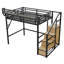 Lit mezzanine en métal peu encombrant avec rangement intégré de style moderne pour chambre d'enfant et d'adolescent-1161991732