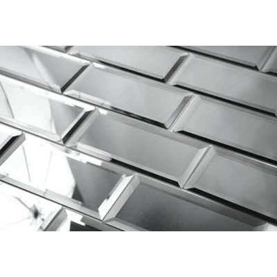SAMPLE-Reflections Glass Mirror Peel & Stick Beveled Subway Tile