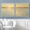 Coucher de soleil doré au-dessus de l'eau, horizon, étincelle, réflexion, bord de mer, calme, chambre à coucher encadrée, œuvre d'art 2 pièces