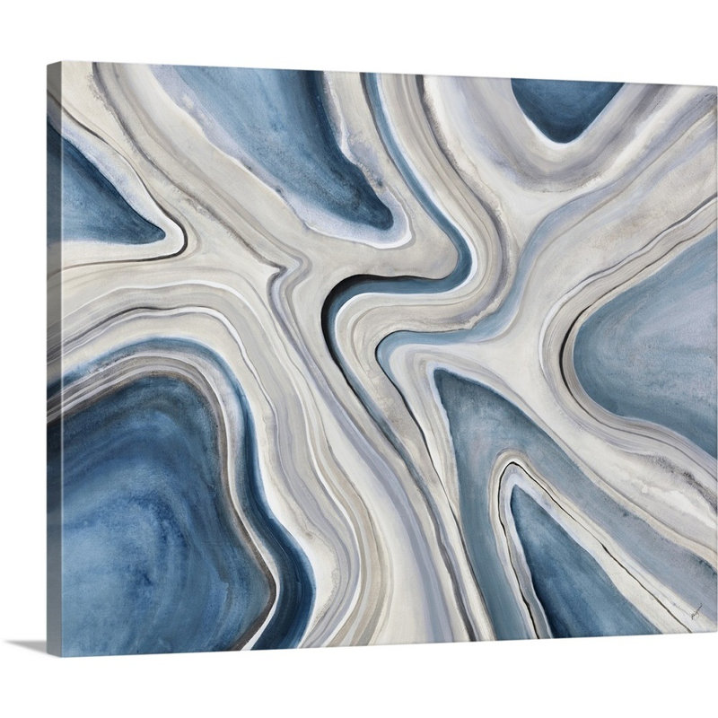« blue geode », peinture sur toile, Toile tendue, H 16 po x l 20 po x P 1,25 po