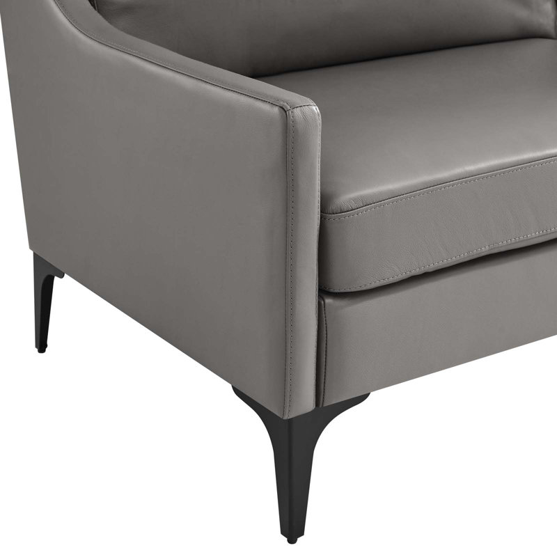 Modway Corland Leather Sofa, Gray Faux Leather