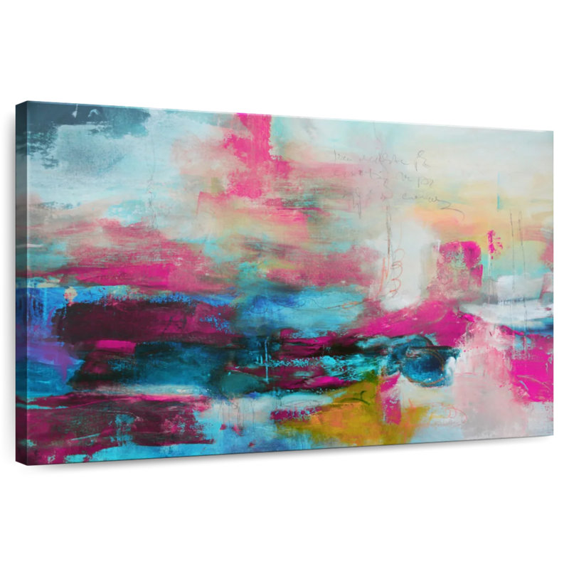 Avery Abstract Pink Aqua, 8" H x 12" W