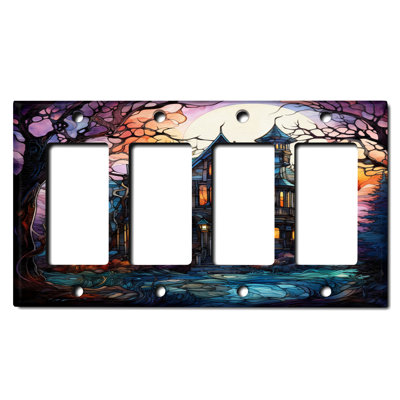 Landscape & Nature Themed 4 - Gang Toggle Light Switch Standard Wall Plate