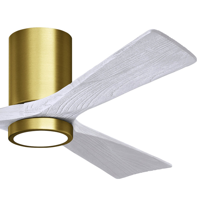 Olivier Ceiling Fan with LED Lights, Brushed Brass, Matte White, 52"