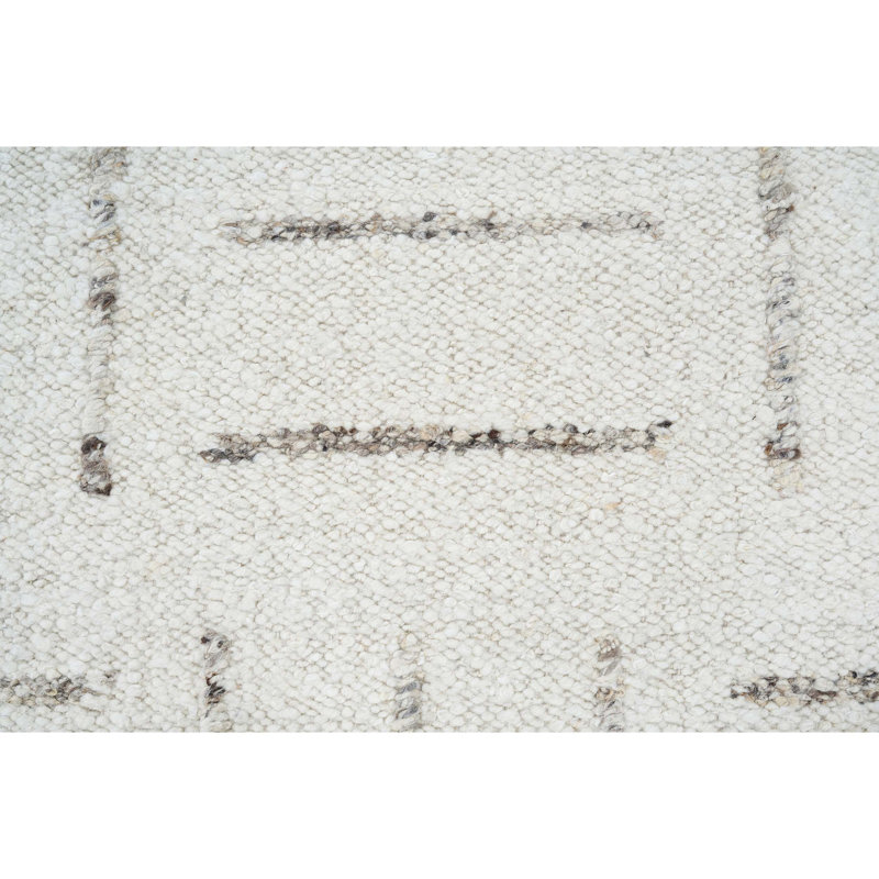 Wool Geometric Area Rug in Ivory/Charcoal, Rectangle 8' x 10'