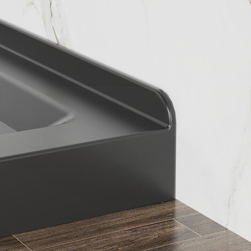 36"X36" Shower Base  Anti-Slip Acrylic Center Drain Double Threshold Shower Basin In Black, Black