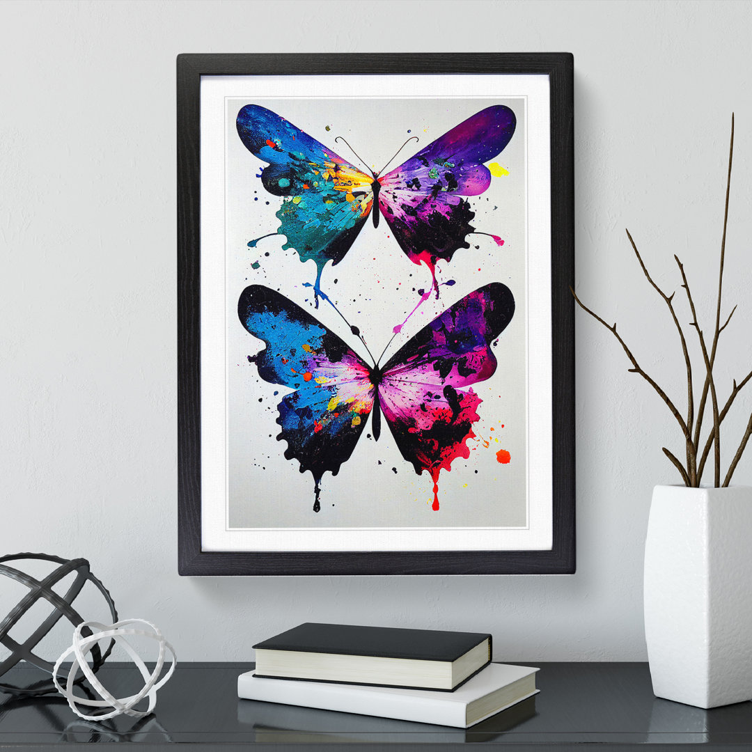 Butterflies with Dripping Paint No.1 - Wall Art