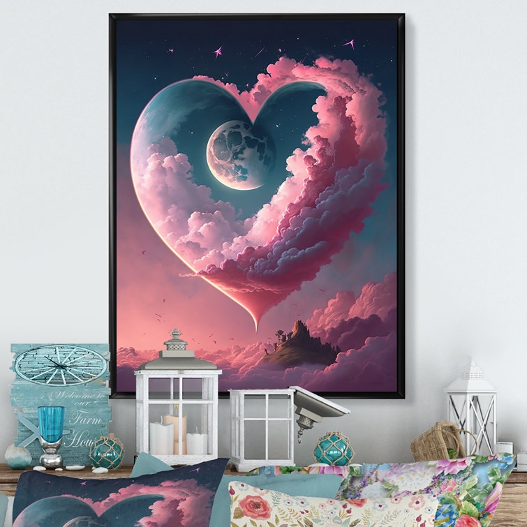 Cotton Candy Cloud He IV - Graphic Art on Canvas Millwood Pines Format:  Wrapped Canvas, Size: 32 H x 24 W x 1 D, Heart Shaped Canvas 