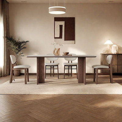 Retro minimalist rectangular dining table set