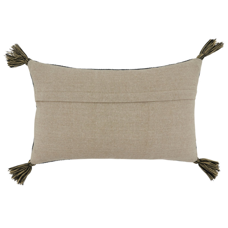 Black and Gold Hamsa Hand Embroidered Lumbar Pillow
