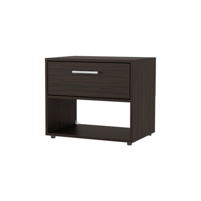 Alpine 18" High One Drawer Nightstand With One Shelf, Side Table, End Table For Bedroom, Nightstand, Brown
