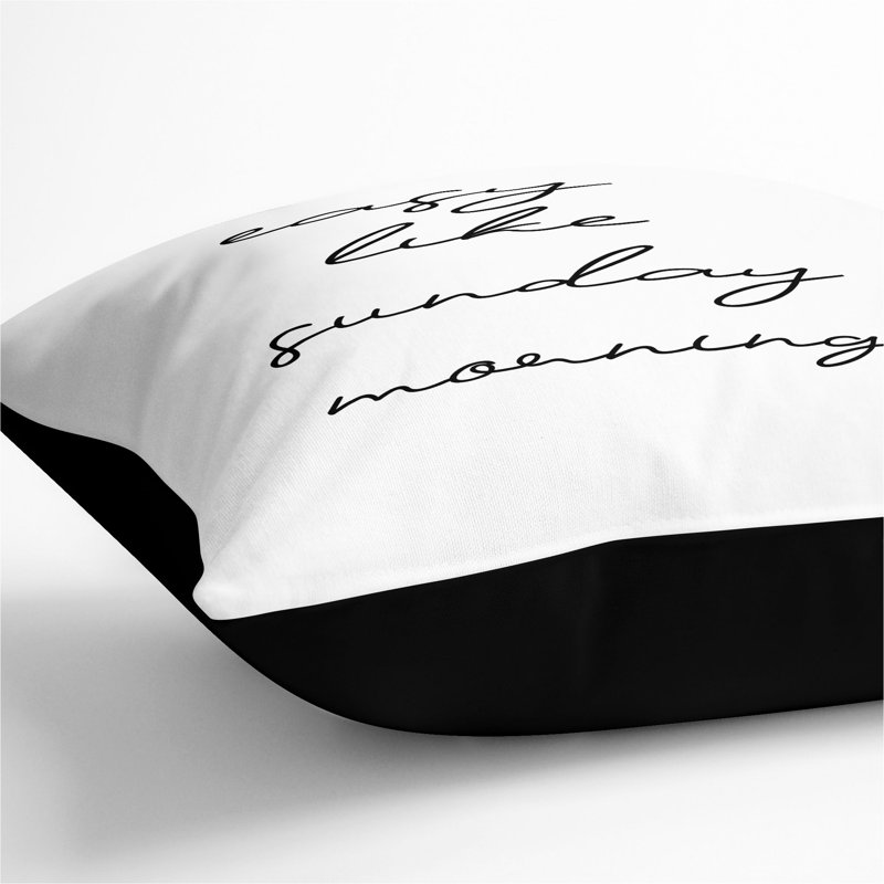 Easy Like Sunday Morning V2 Typography Square Throw Cushion, Black, 55cm H x 55cm W x 20cm D