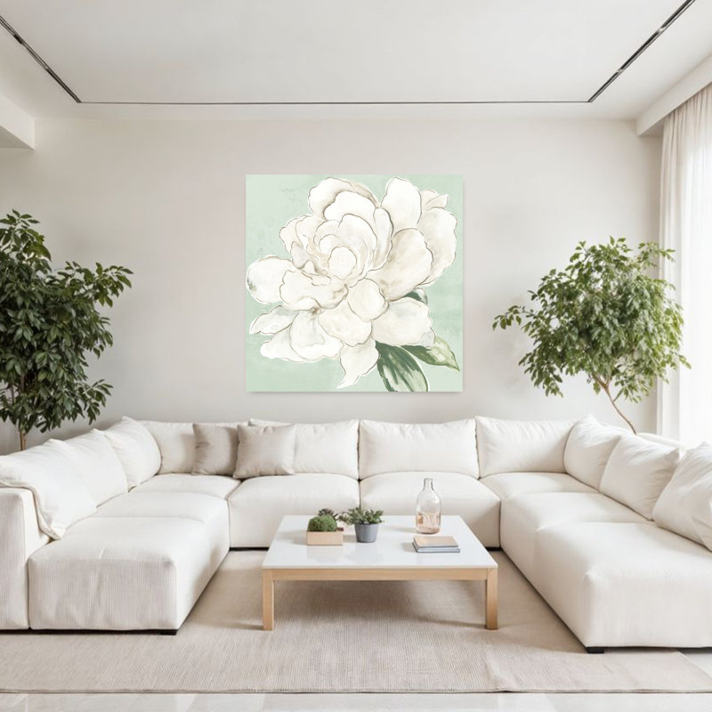 Jardin délicat, élégant, pivoine contemporaine, art naturel, H 48 po x l 48 po