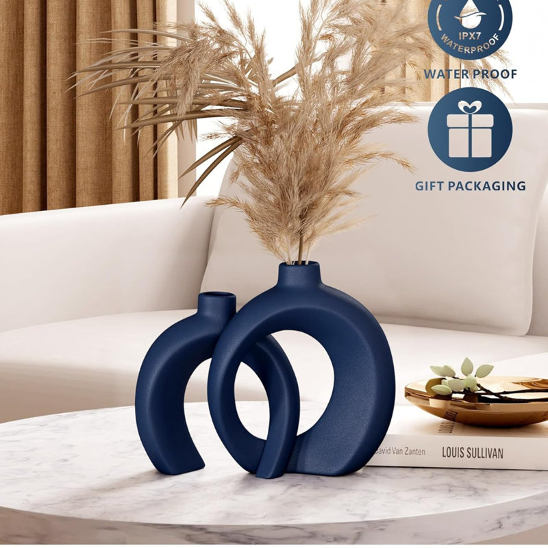 Ensemble de 2 vases beignets bleu marine