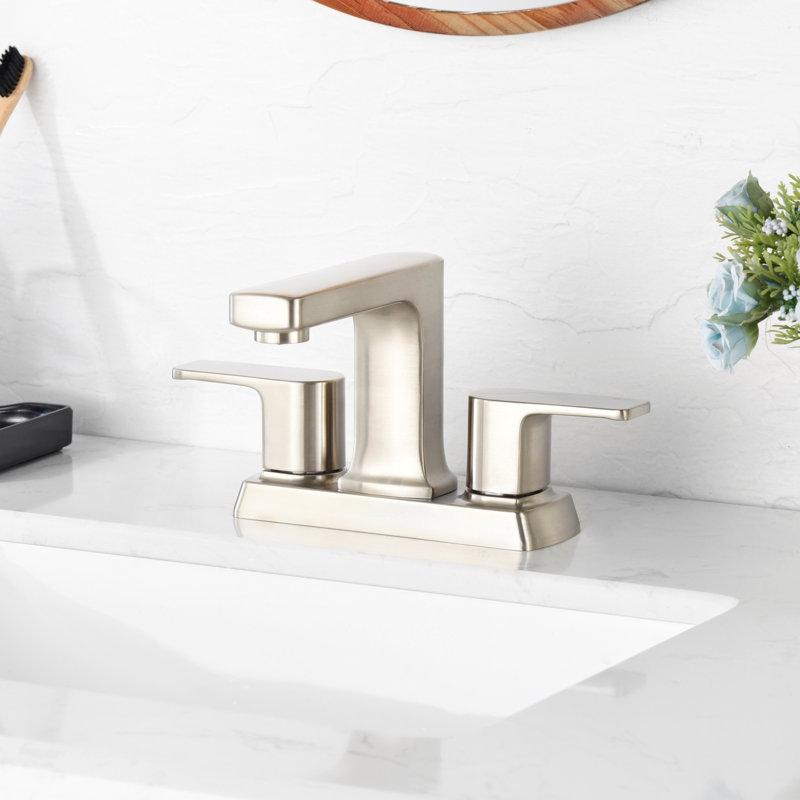 Robinet de salle de bain central à deux poignées avec ensemble de bonde Dean - Nickel brossé, Nickel brossé
