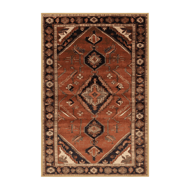 Machine Washable Persian Brown Area Rug, Rectangle 5' x 7'