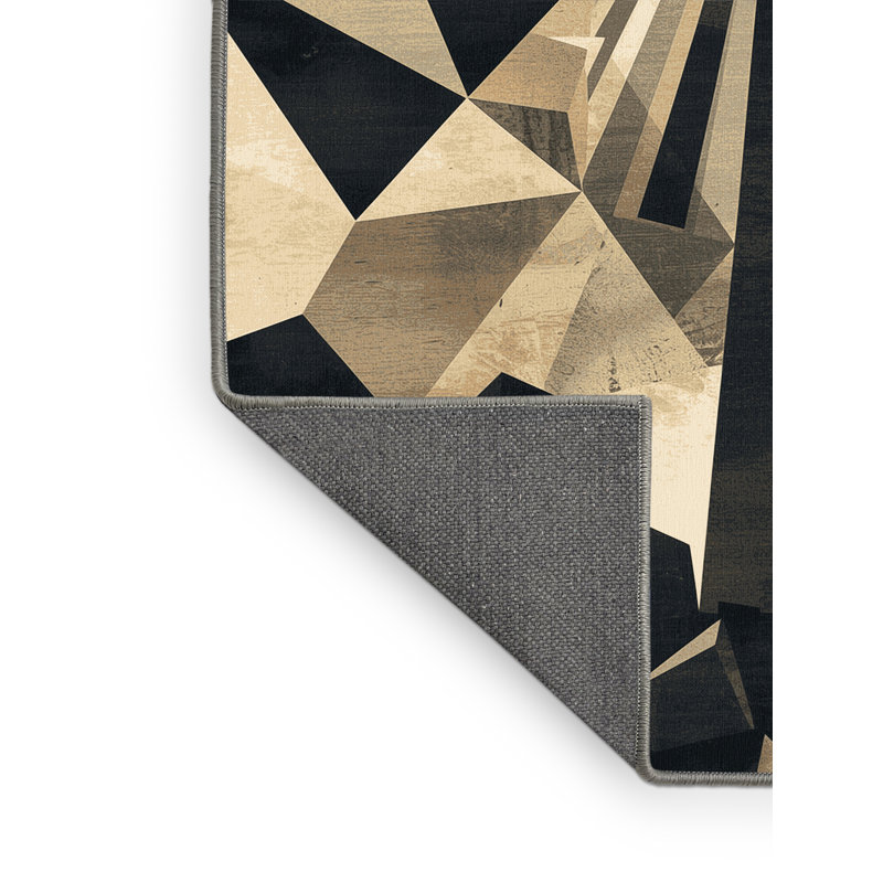 Tapis à motif géométrique doux et moelleux en forme de tour de télévision en gris - Reliure grise, 8 x 10