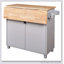 Îlot de cuisine roulant avec rangement, chariot de cuisine avec plateau en bois d'hévéa-384511215
