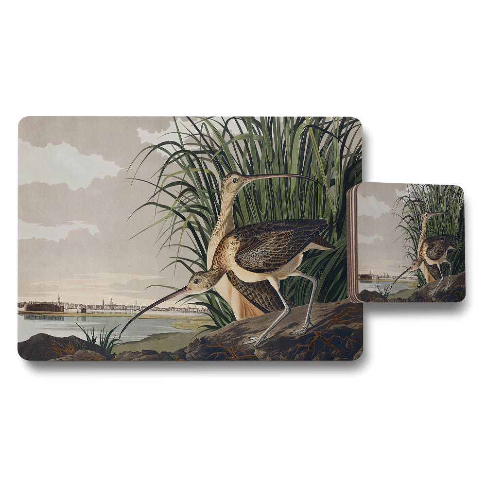 Heron In Reeds By The Riverbank Placemats And Coaster Set