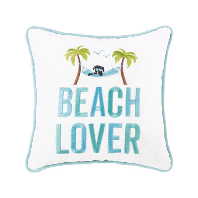 Beach Lover Embroidered Throw Pillow