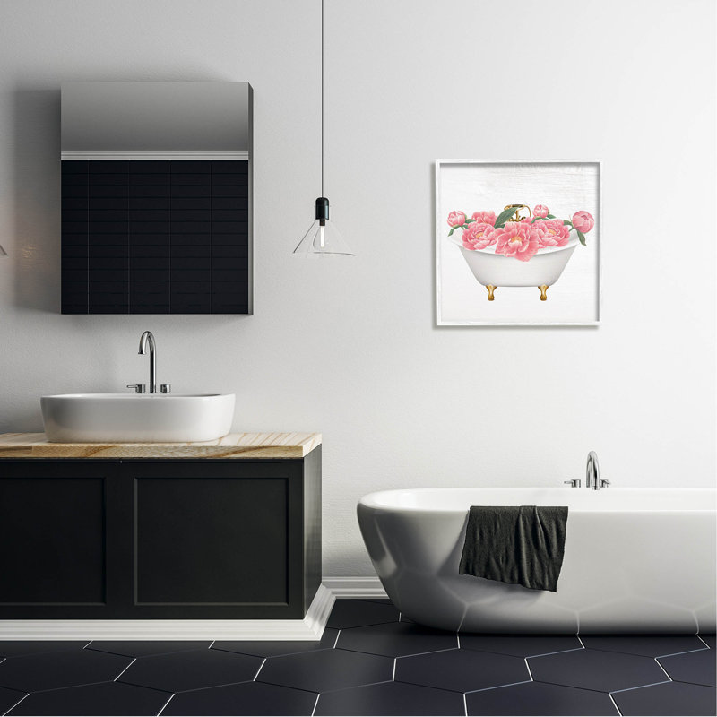 Art de giclée encadrée en forme de baignoire rétro par Lil 'Rue, H 24 po x l 24 po x P 1,5 po
