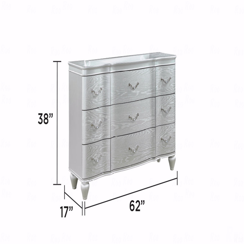 Commode 9 tiroirs de style traditionnel avec poignées en métal