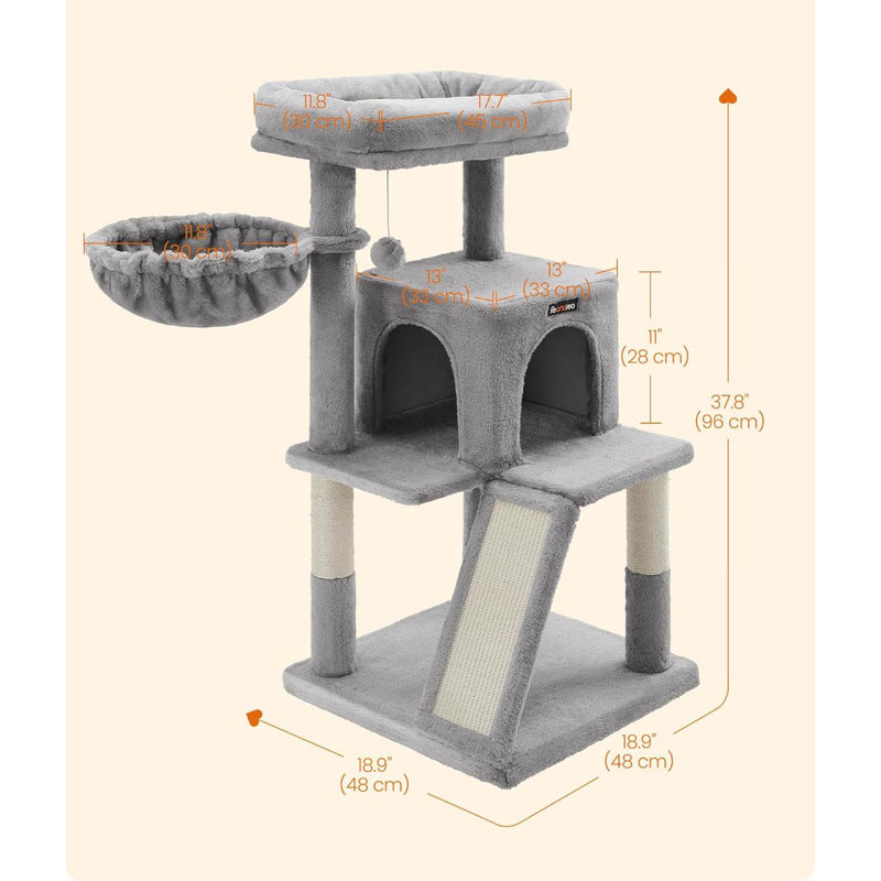 96cm H Cat Tree, Light Grey