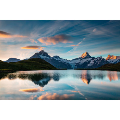 Great View Of The Snow Rocky Massif. Location Place Bachalpsee In Swiss Alps, Grindelwald Valley, Bernese Oberland, Europe. 1 Piece Wrapped Canvas Wall Art