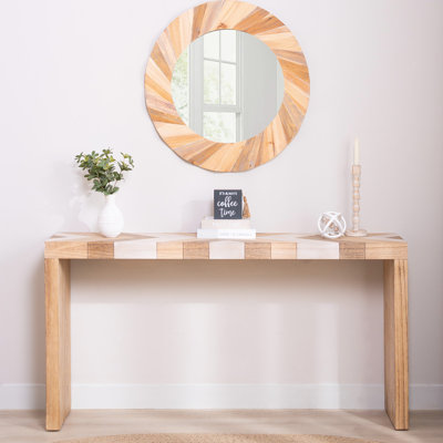 Console moderne, table d'entrée de 62 po avec plateau à chevrons, canapé en bois manufacturé pour le couloir, le salon ou le bureau
