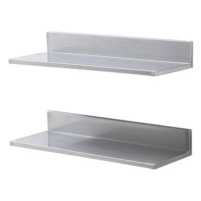 8.6" X 24" -2 Pack Stainless Steel Shelf, Wall Mounted Floating Shelving With Backsplash, 44 Lbs Load Capacity Commercial Shelves, Heavy Duty Storage Rack For Restaurant, Kitchen, Bar, Home, And Hotel