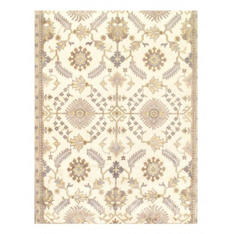 Tapis oriental ivoire / bleu en coton / laine Wilferd