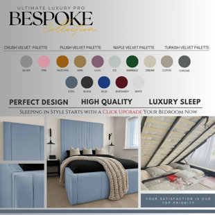 Ottoman Upholstered Bed - Dreamcape Plush Velvet Gas Lift Storage with Headboard