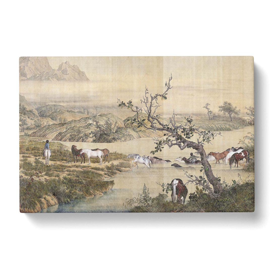 Many Horses by Lang Shining - Wrapped Canvas