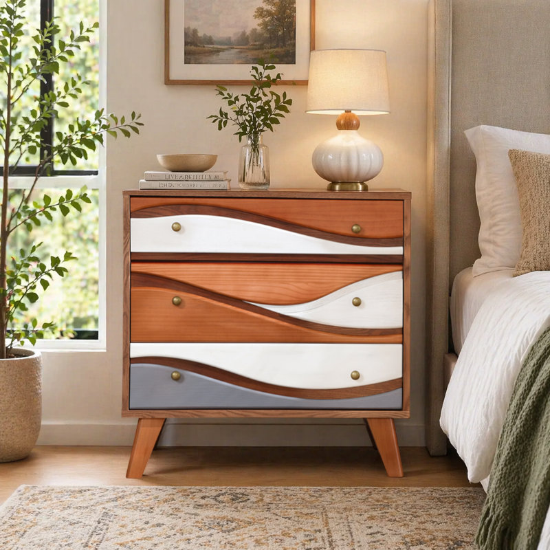 Commode 3 tiroirs l 31,5 po Mid-Century